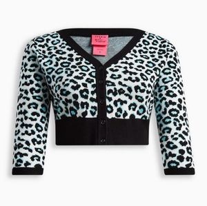 BNWT Torrid x Betsey Johnson Cropped Leopard Cardigan